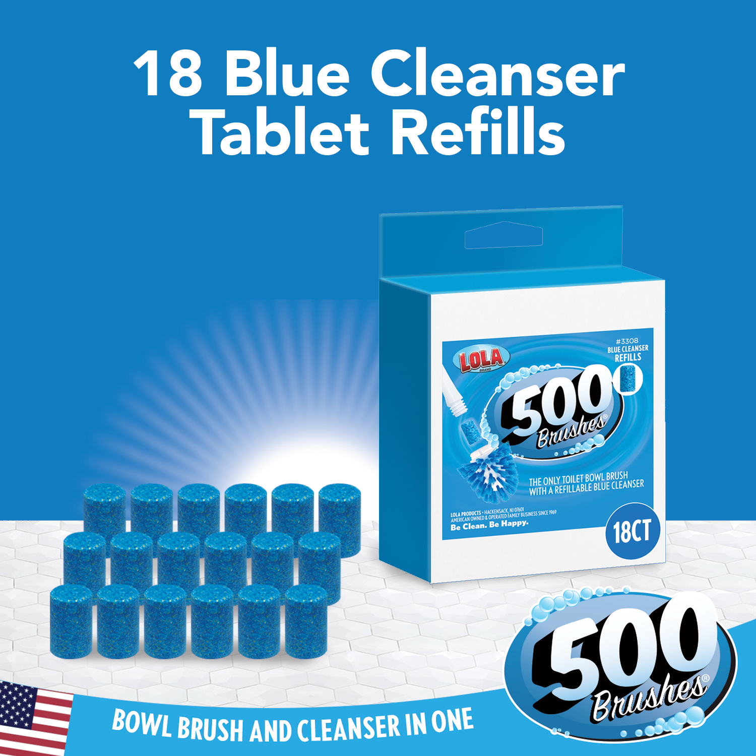 500 Brushes Blue Cleanser Cartridges Refills, 18 Pack